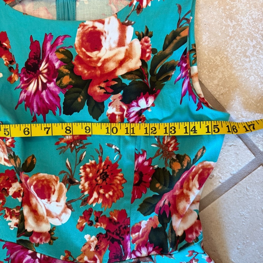 Grace Karin Floral Dress - Teal fit and flare sz medium - Picture 9 of 10